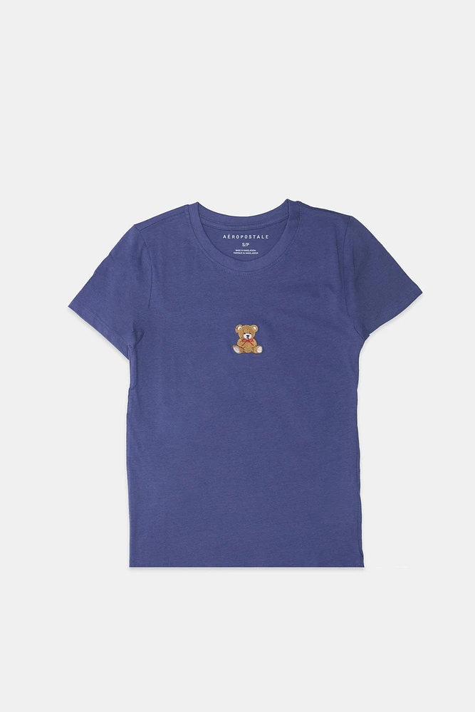 T-shirt classique graphique brodé AERO ours en peluche