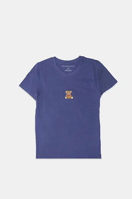 T-shirt classique graphique brodé AERO ours en peluche