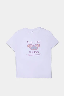 AERO New York 1987 Butterfly Graphic Boyfriend Tee