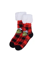 The Grinch Plaid Sherpa-Lined Reading Socks