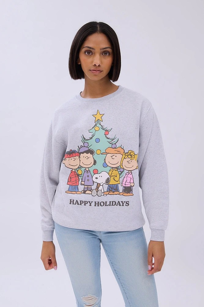 Snoopy Peanuts Holidays Graphic Crew Neck Sweatshirt