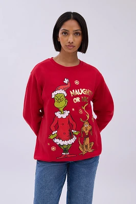 The Grinch Foil Graphic Crew Neck Sweatshirt