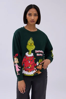 The Grinch Definitely Naughty Graphic Crew Neck Sweatshirt