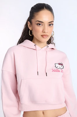 Hello Kitty Graphic Cropped Hoodie