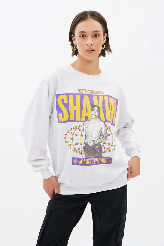 Tupac Shakur Graphic Oversized Crew Neck Sweatshirt