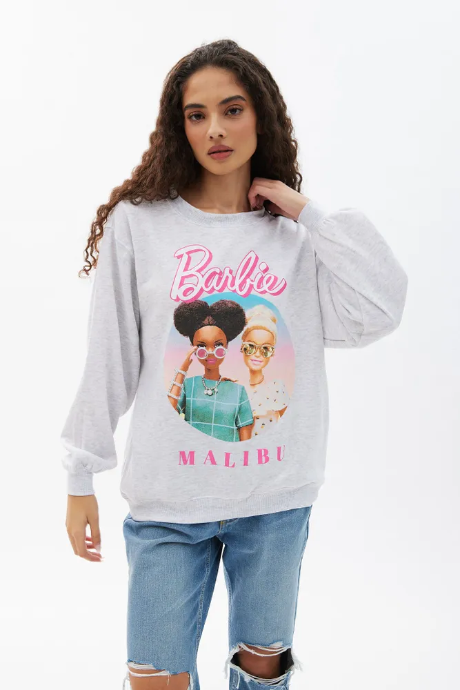 Barbie Malibu Graphic Crew Neck Oversized Sweatshirt