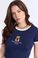 T-shirt ajusté en tricot côtelé à bord contrastant AERO