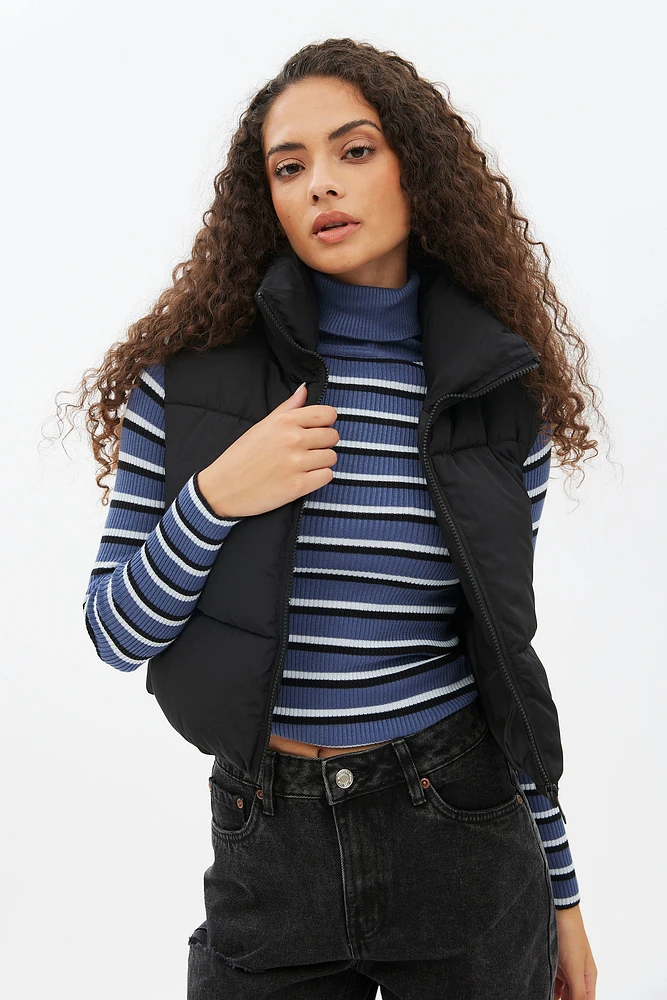 AERO Zip-Up Cropped Puffer Vest