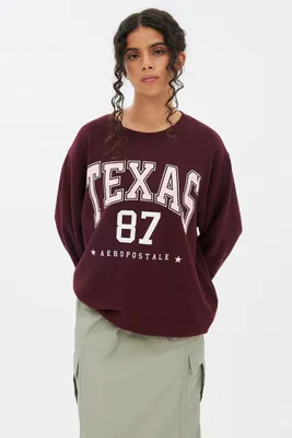 Texas 87 Graphic Crew Neck Boyfriend Pullover Sweatshirt