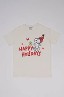 Peanuts Snoopy Happy Holidays Graphic Relaxed Tee