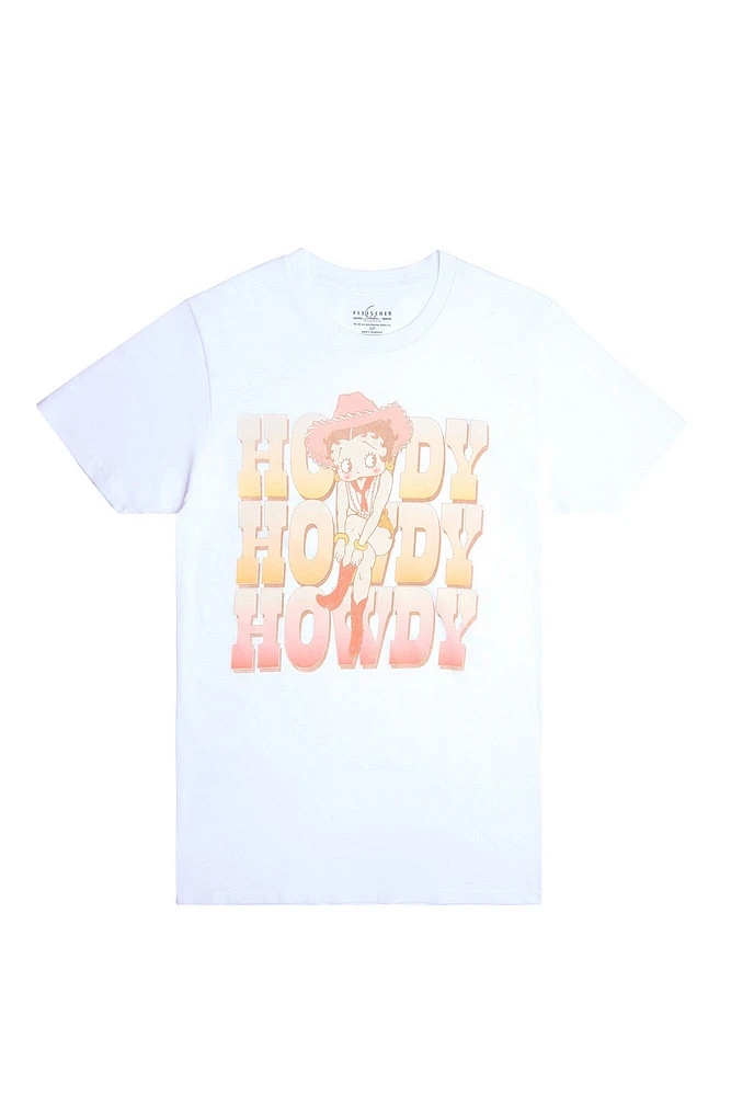 T-shirt décontracté imprimé graphique Betty Boop Howdy