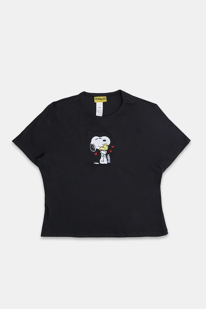 T-shirt ajusté imprime? graphique Peanuts Snoopy & Woodstock