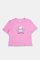 Hello Kitty With Ribbon Bow Graphic Baby Tee