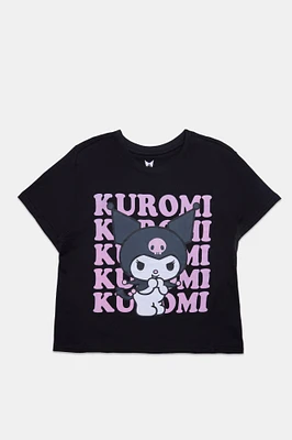 Kuromi Flocked Graphic Boxy Cropped Tee
