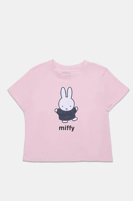 Miffy Glitter Graphic Boxy Cropped Tee