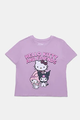 Hello Kitty And Friends Glitter Graphic Boxy Cropped Tee
