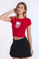 Hello Kitty Heart Glitter Graphic Baby Tee