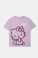 Hello Kitty Flocked Graphic Boyfriend Tee