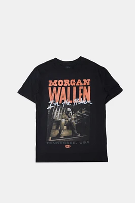 T-shirt coupe garçonne imprime? graphique Morgan Wallen