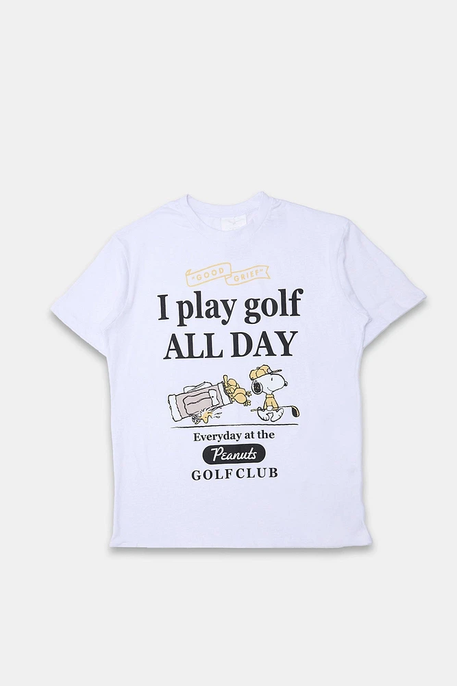 Peanuts Golf Club Graphic Boyfriend Tee