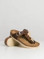 WOMENS BIRKENSTOCK GIZEH BRAIDED LEATHER SANDALS - REGULAR COGNAC
