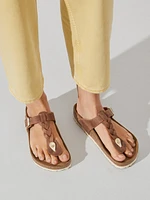 WOMENS BIRKENSTOCK GIZEH BRAIDED LEATHER SANDALS - REGULAR COGNAC