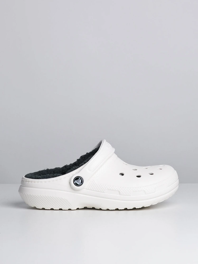 WOMENS CROCS CLASSIC LINED CLOG - WHITE/GREY