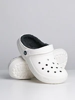 WOMENS CROCS CLASSIC LINED CLOG - WHITE/GREY
