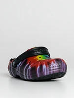 WOMENS CROCS CLASSIC LINED TIE DYE GRAPHIC CLOGS - CLEARANCE