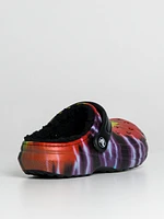 WOMENS CROCS CLASSIC LINED TIE DYE GRAPHIC CLOGS - CLEARANCE