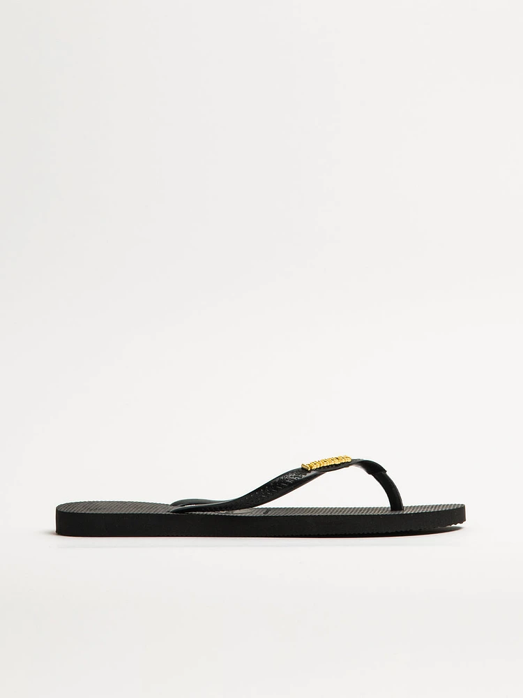 WOMENS HAVAIANAS SLIM LOGO METALLIC -BLACK