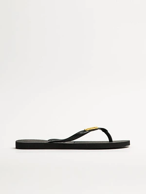 WOMENS HAVAIANAS SLIM LOGO METALLIC -BLACK