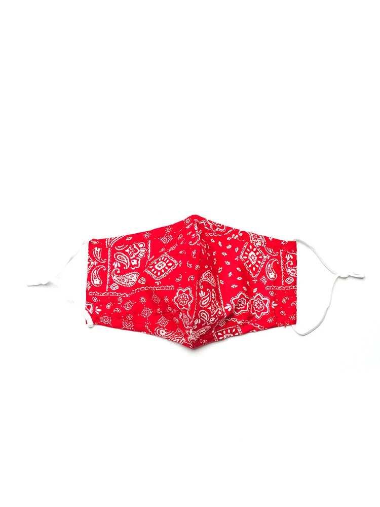 KW FASHION CORP BANDANA PRINT MASK - RED - CLEARANCE