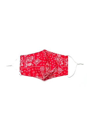 KW FASHION CORP BANDANA PRINT MASK - RED - CLEARANCE