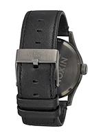 NIXON SENTRY LEATHER - GUNMETAL/BLACK WATCH