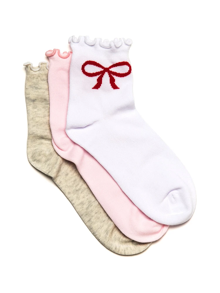 SCOUT & TRAIL RUFFLE SOCK 3 PACK - PINK