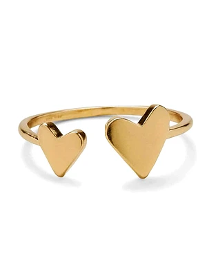 PURA VIDA TWO HEARTS OPEN RING