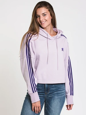 ADIDAS 3 STRIPE CUT OFF CROP PULLOVER HOODIE - CLEARANCE