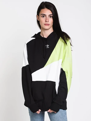 WOMENS COLOUR BLOCK PULLOVER HDY - B/W CLEARANCE