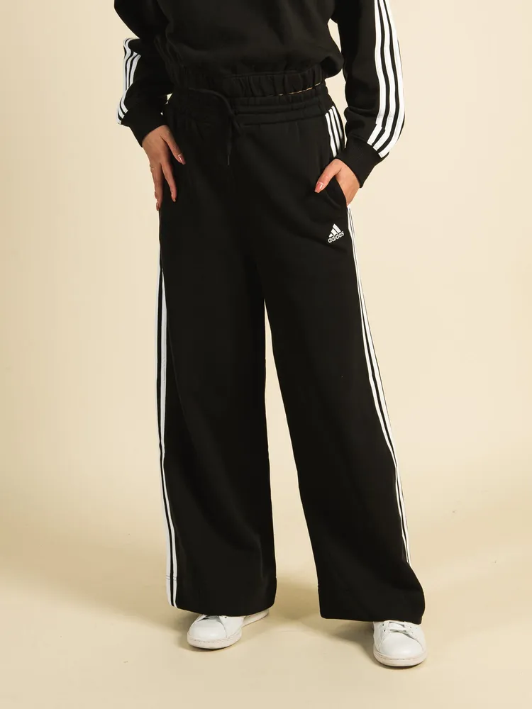adidas Black 3-Stripes Wide Leg Track Pants