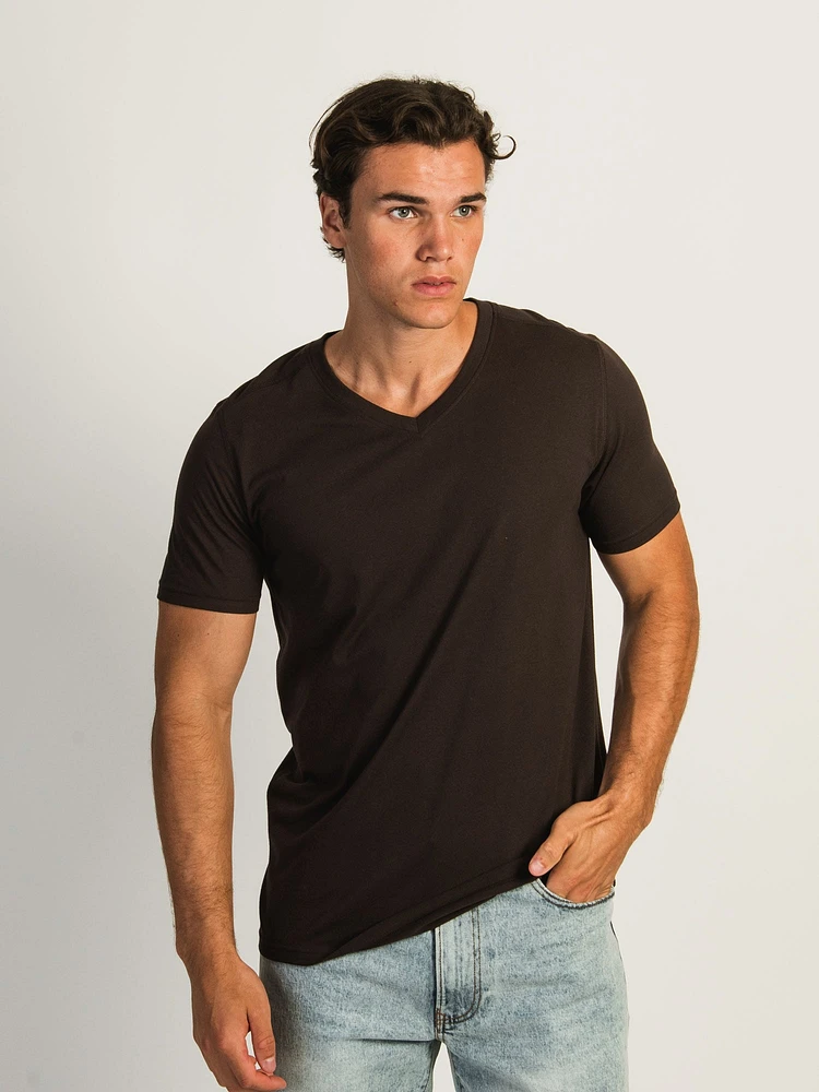 VICTOR V-NECK TEE- BROWN