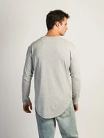 LONG SLEEVE LONGLINE TEE - HEATHER GREY