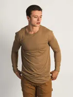 TEE-SHIRT LONGLINE À MANCHES LONGUES - BEIGE