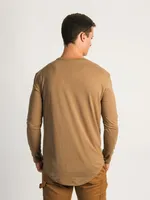 TEE-SHIRT LONGLINE À MANCHES LONGUES - BEIGE