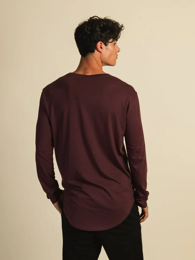 LONGLINE LONG SLEEVE TEE - MERLOT