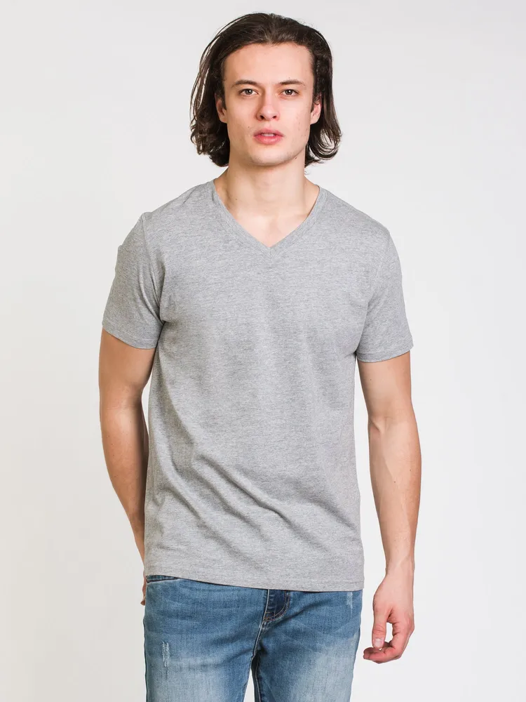 VICTOR V-NECK TEE - GREY MIX