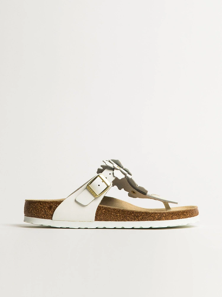 WOMENS BIRKENSTOCK GIZEH FLOWER LEATHER SANDALS