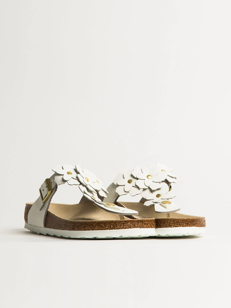 WOMENS BIRKENSTOCK GIZEH FLOWER LEATHER SANDALS
