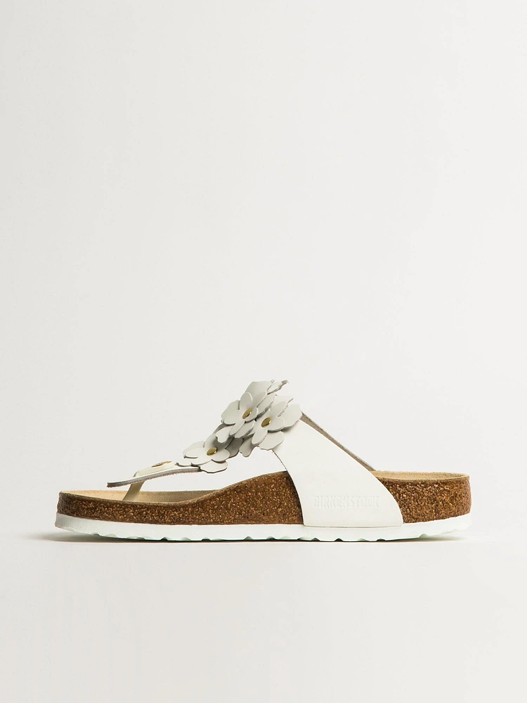 WOMENS BIRKENSTOCK GIZEH FLOWER LEATHER SANDALS