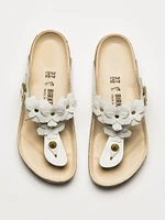 WOMENS BIRKENSTOCK GIZEH FLOWER LEATHER SANDALS